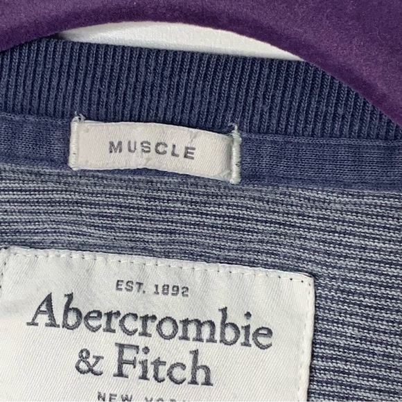 Abercrombie & Fitch Muscle Fit V-Neck Striped Shirt - Picture 14 of 15